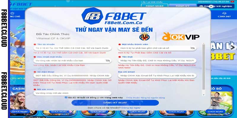 Những điều kiện cần biết khi đăng ký F8bet